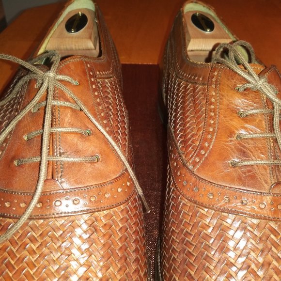 Vintage Mezlan: Men's Woven Leather Cap-Toe Oxfords, resoled. Size: 13M - Picture 10 of 11